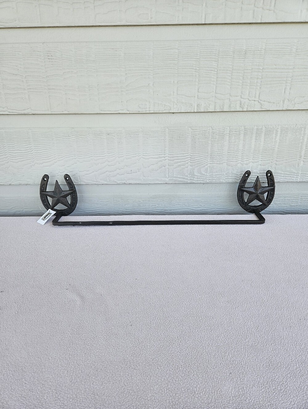 Western Moments Iron Rustic Horseshoe And Star Towel Bar Metal Texas 23 10/16in